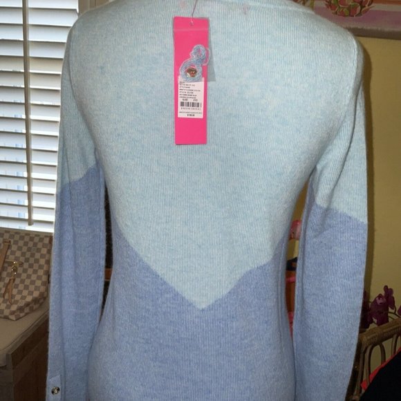 Lilly Pulitzer NWT Brigitte Cashmere Sweater Heathered Bennett Blue Size XXS - Picture 4 of 9